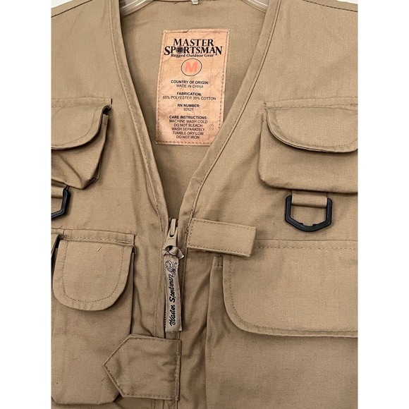 Master Sportsman Rugged Outdoor Hunting Fishing Vest Beige Men's Size M - Picture 6 of 6